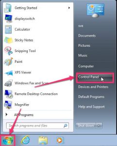 start then open control panel